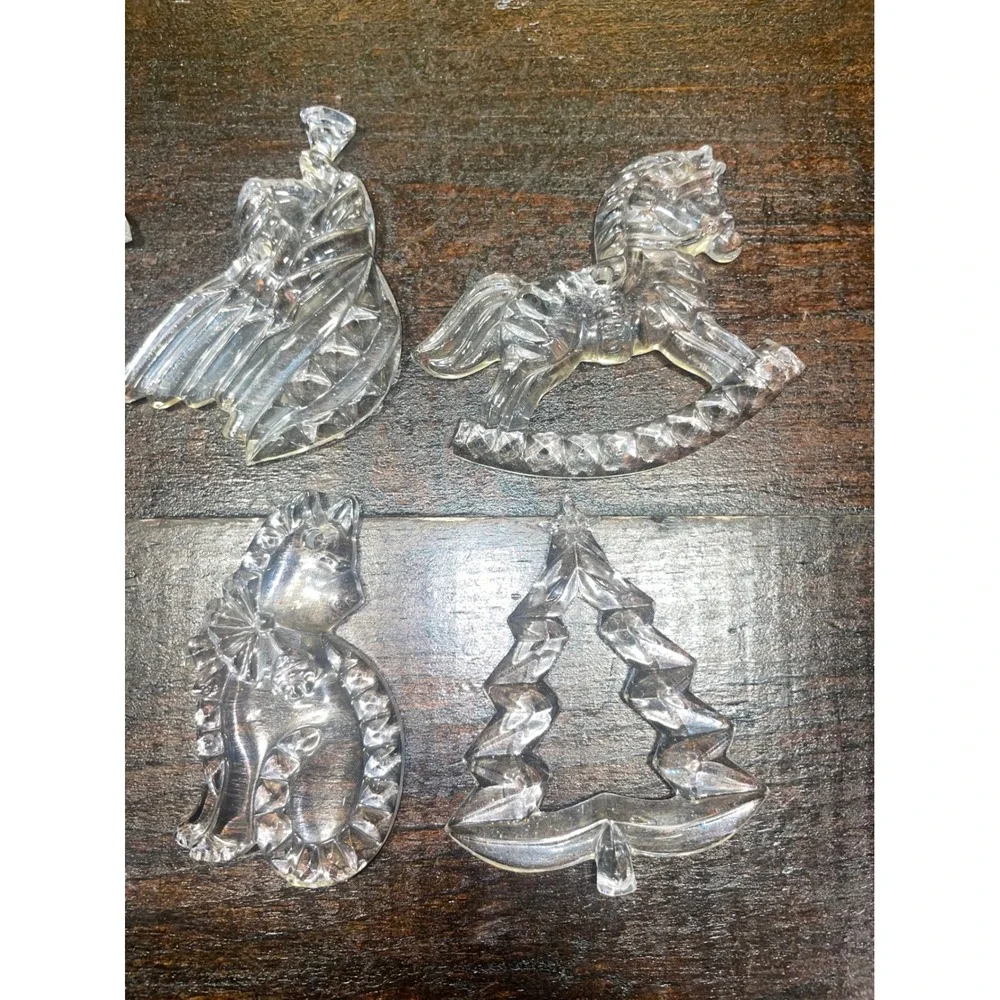 Vintage Clear Glass Christmas Ornaments - Angel, Bell,‎ Tree, Horse